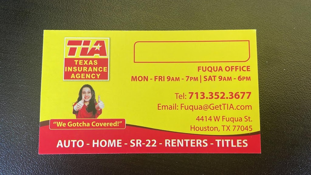 Texas Insurance Agency | 4414 W Fuqua St, Houston, TX 77045 | Phone: (713) 921-8000
