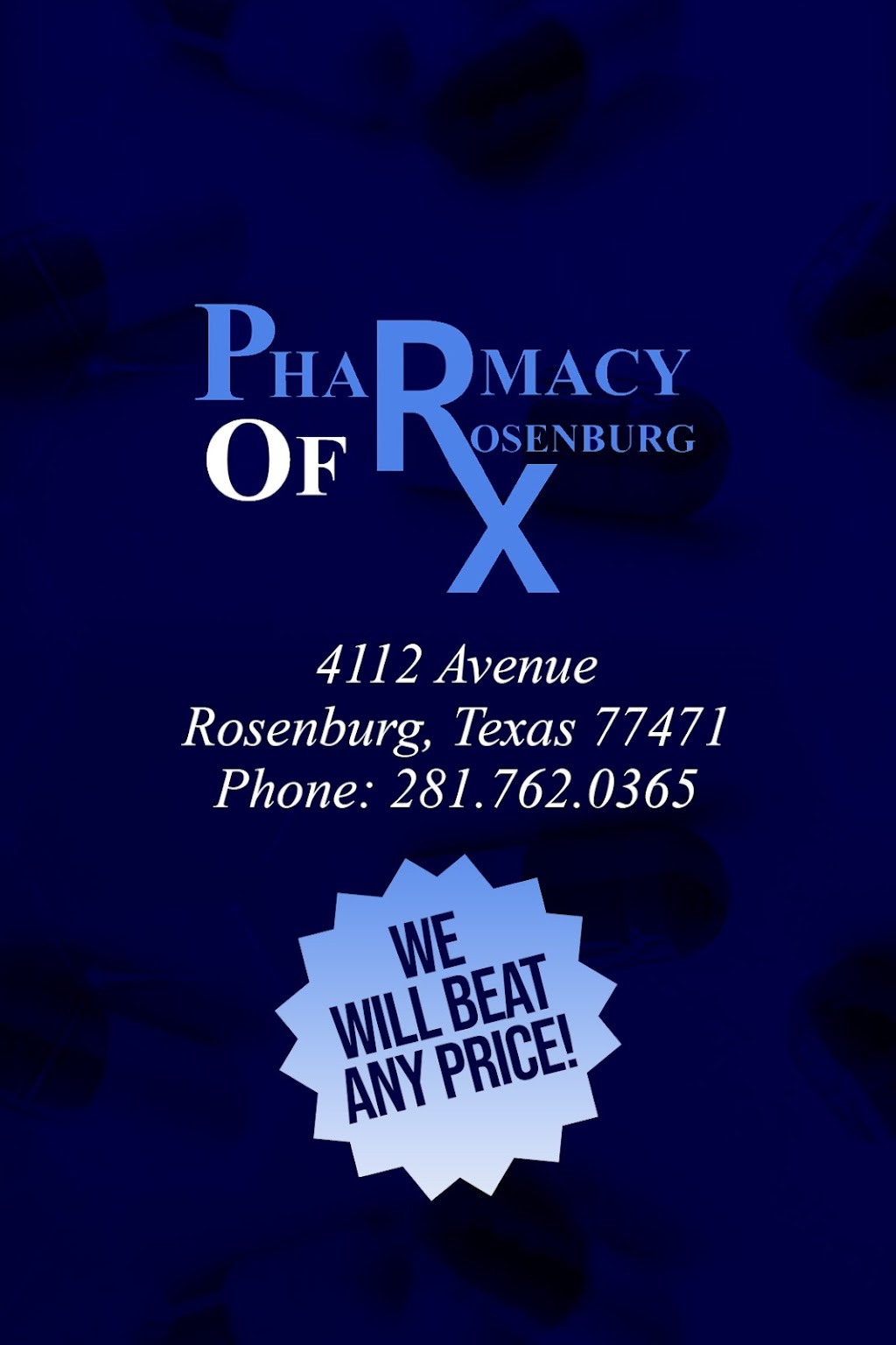Pharmacy Of Rosenburg | 4112 Avenue I, Rosenberg, TX 77471 | Phone: (281) 762-0365
