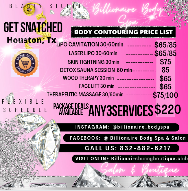 Billionaire BodySpa Salon&Boutique | 3512 Chimney Rock Rd Suit C, Houston, TX 77056 | Phone: (832) 882-6217