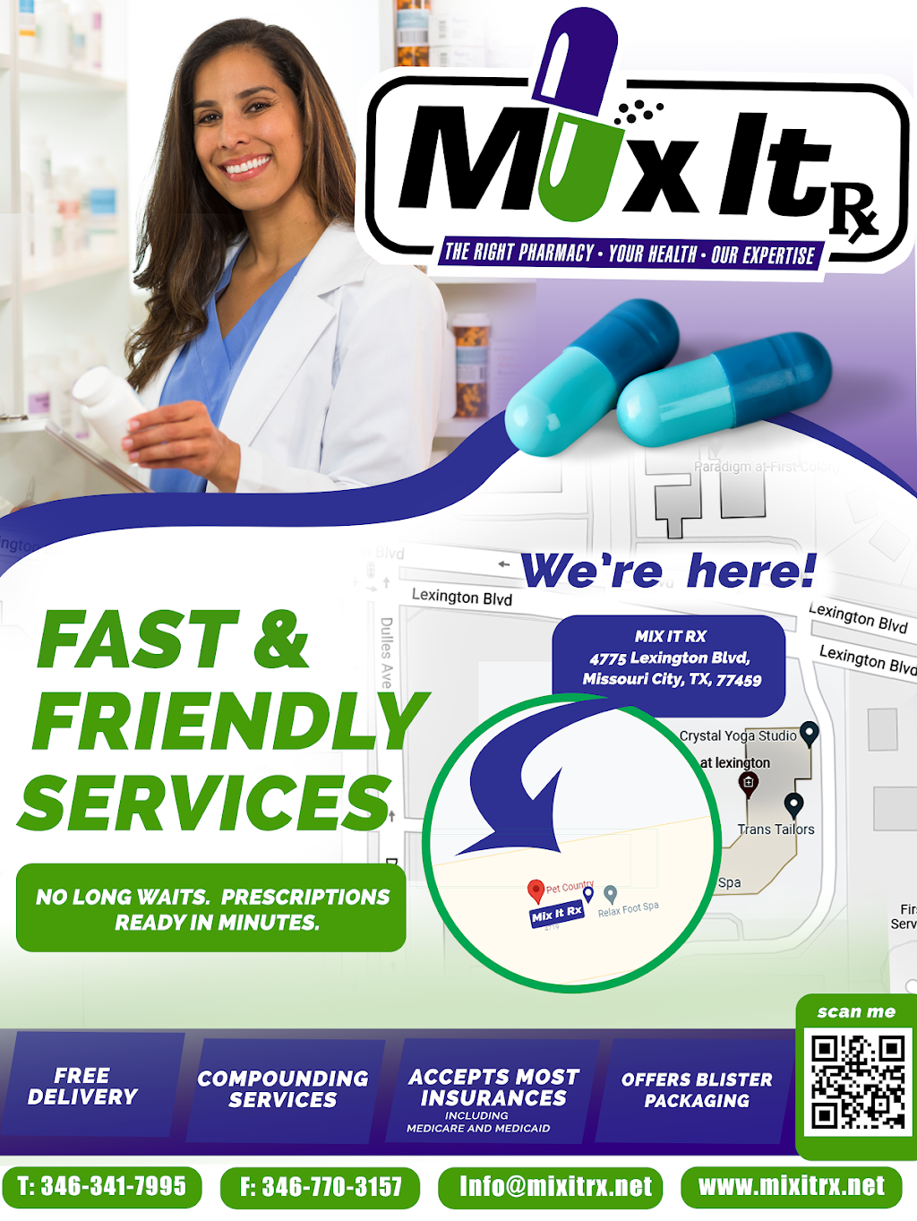 Mix It Rx Pharmacy | 4775 Lexington Blvd, Missouri City, TX 77459 | Phone: (346) 341-7995