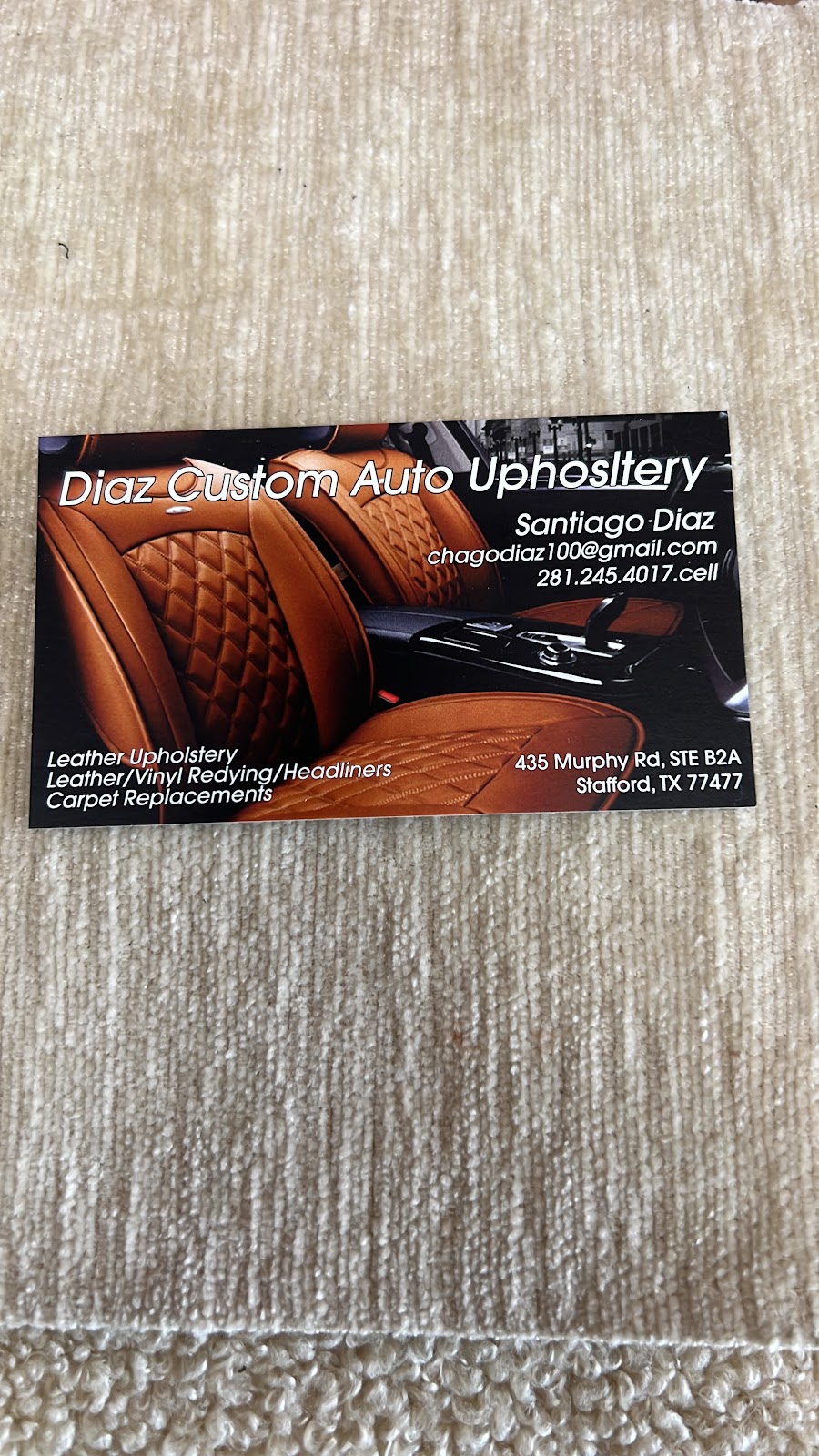 Diaz Costum Upholstery Interiors | 435 Murphy Rd suite B2A, Stafford, TX 77477 | Phone: (281) 245-4017